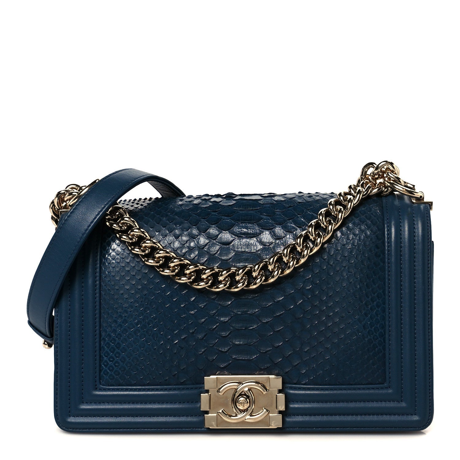 Chanel Navy Python Boy Bag