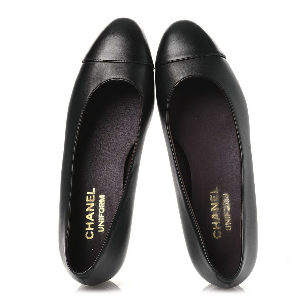 Chanel Black Leather Ballet Flats