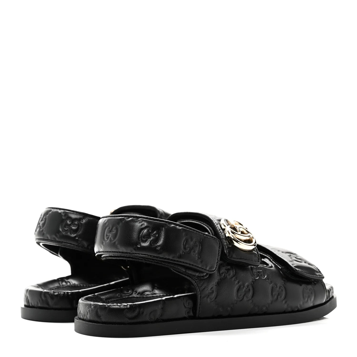 Gucci Black GG Leather Sandals