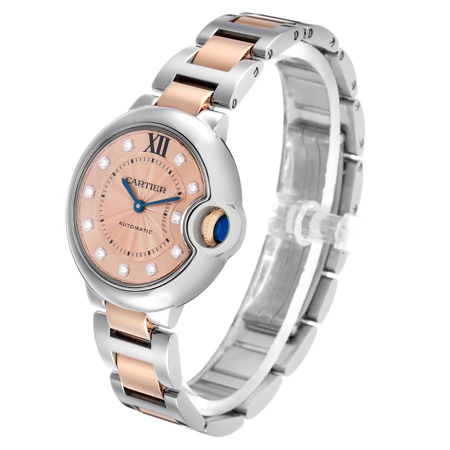 Cartier Ballon Bleu Steel & Rose Gold Diamond Dial Watch
