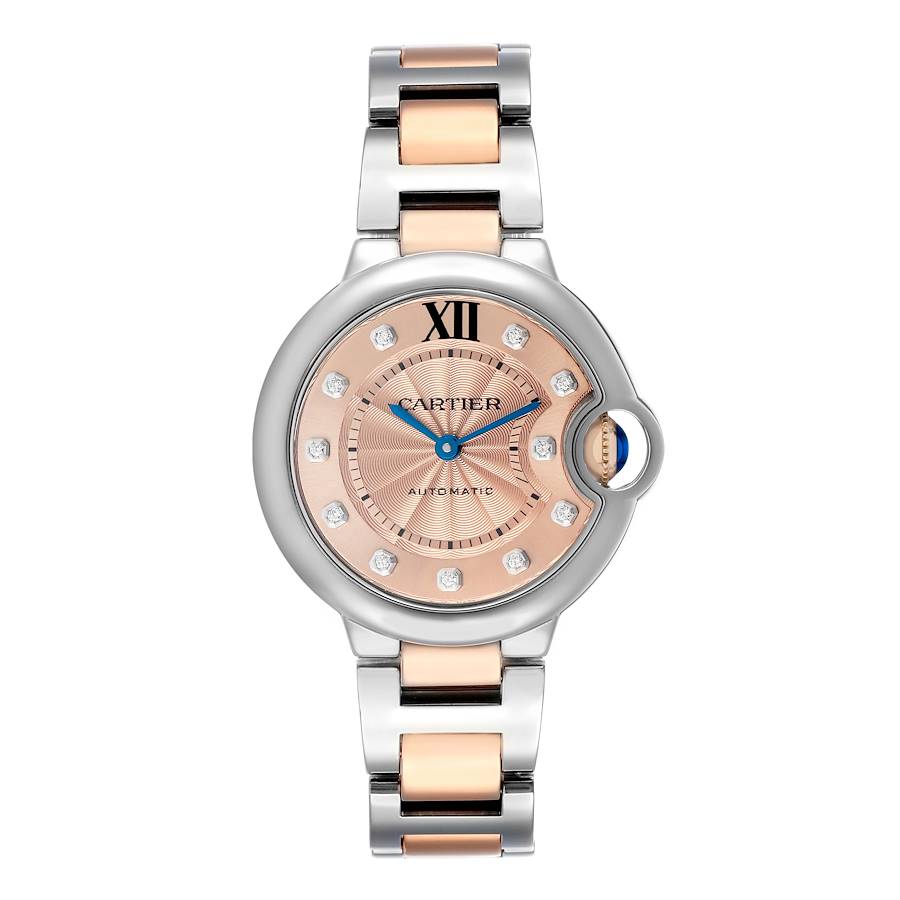Cartier Ballon Bleu Steel & Rose Gold Diamond Dial Watch