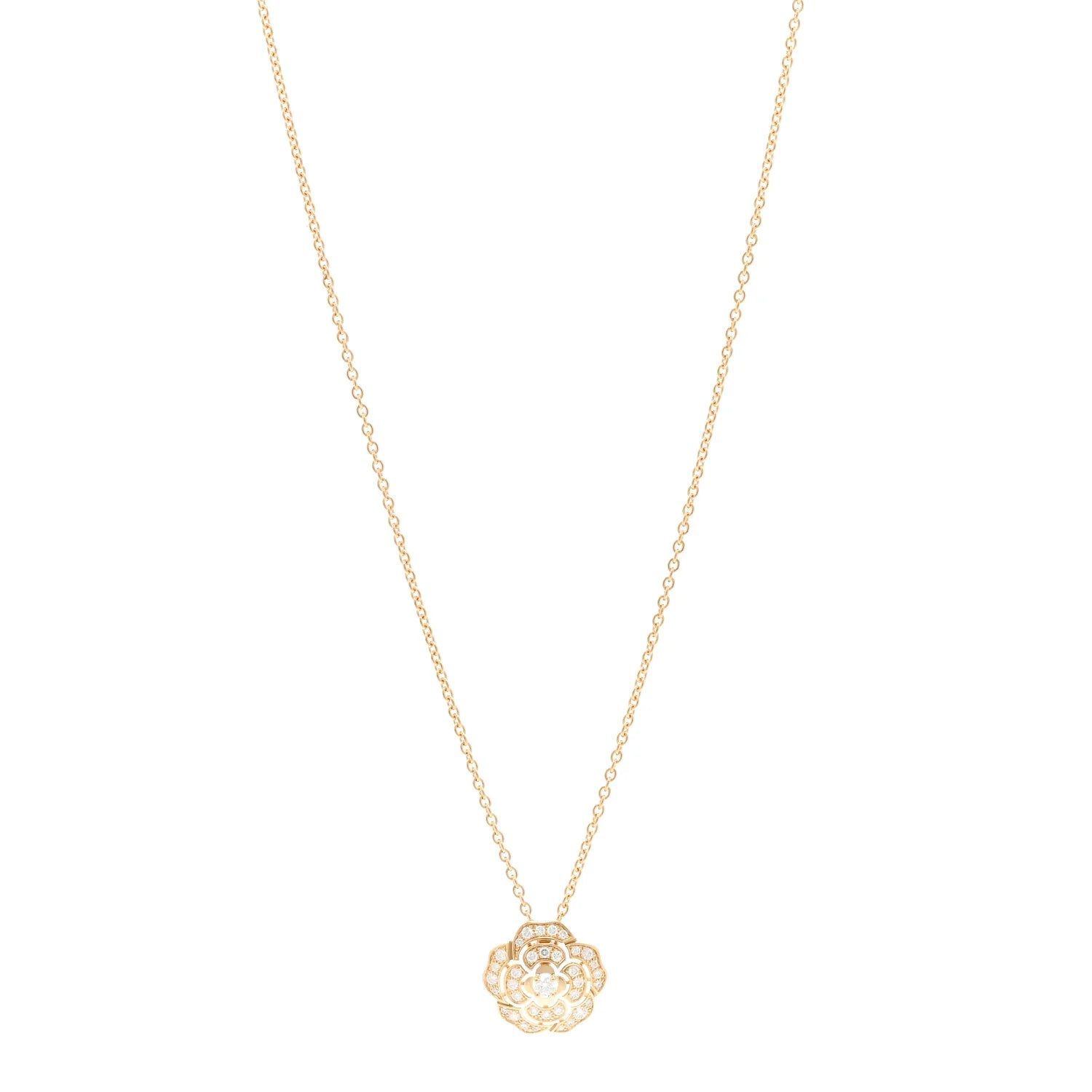 Chanel Gold Diamond Camellia Necklace