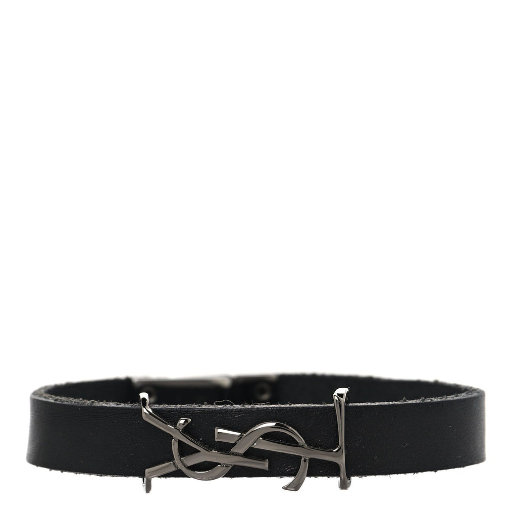 Saint Laurent Black Leather Bracelet