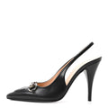 Gucci Black Leather Horsebit Slingbacks