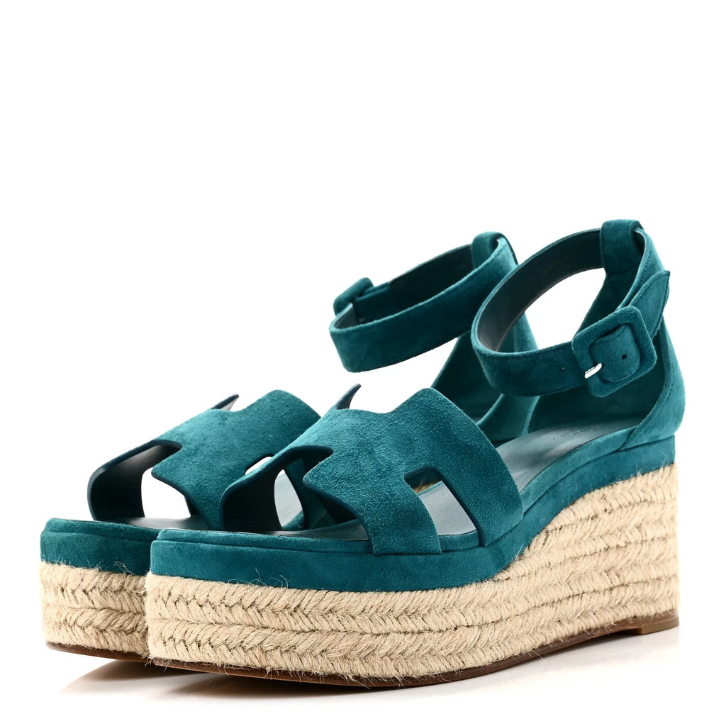 Hermes Suede Eldora Platform Sandals
