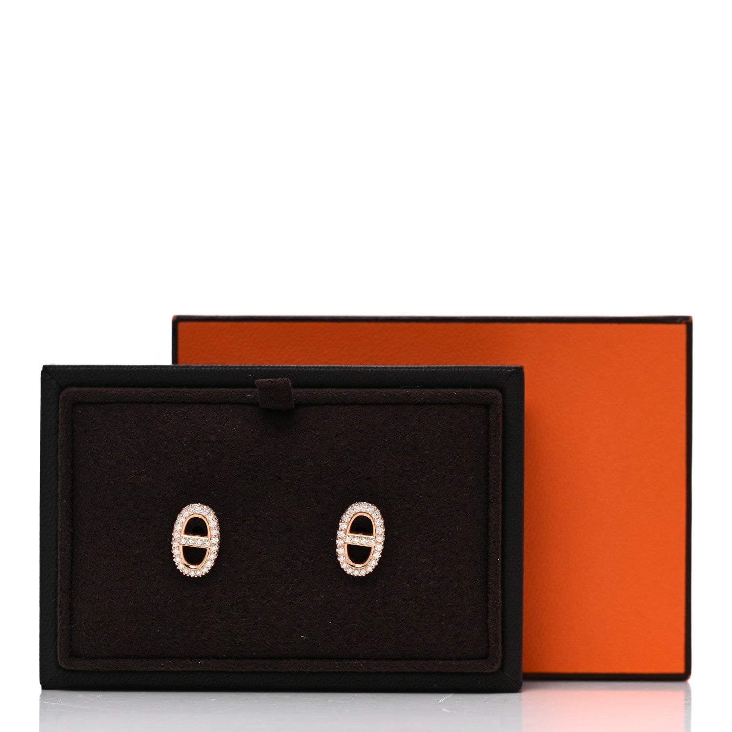 Hermes Rose Gold Diamond Earrings