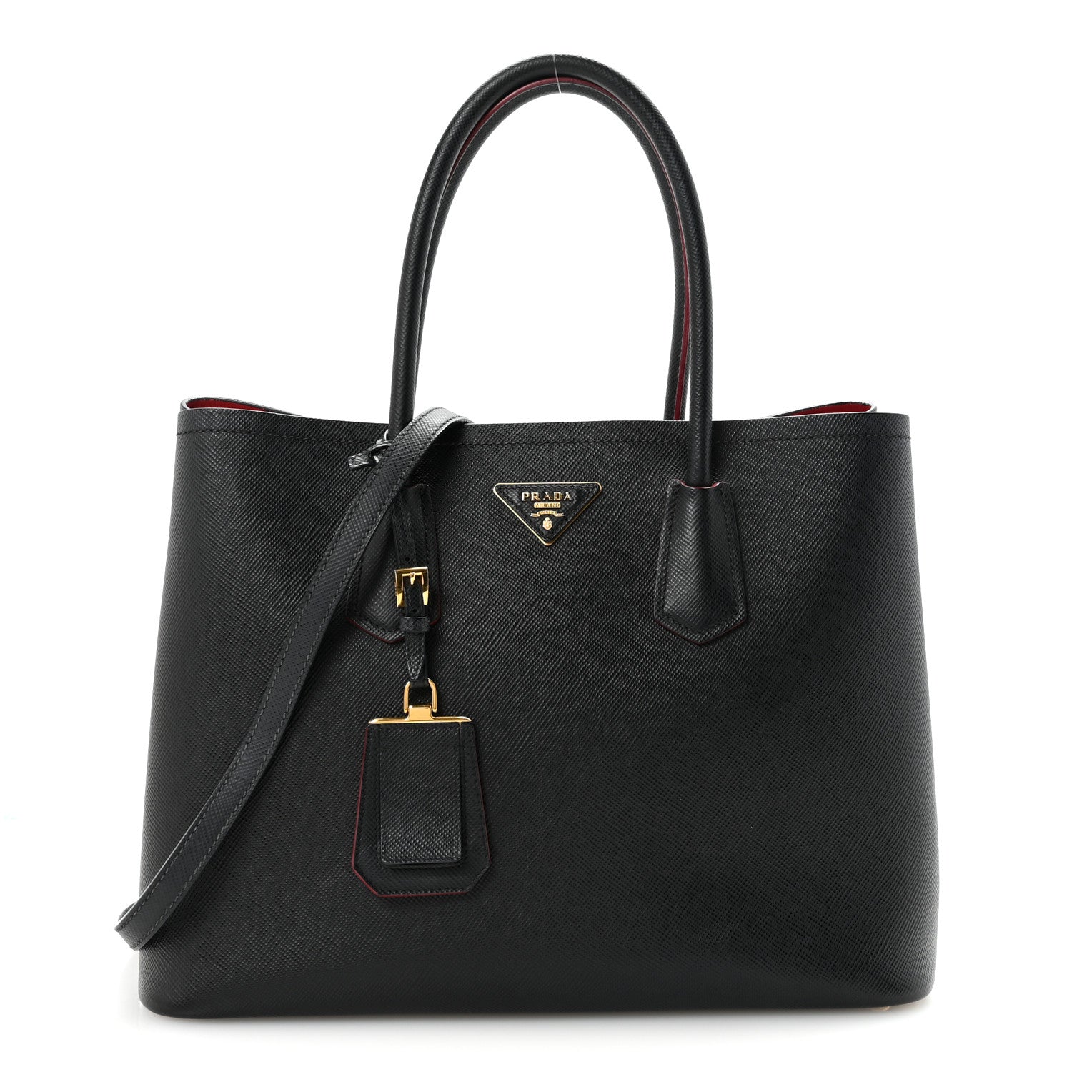 Prada Black Saffiano Double Tote