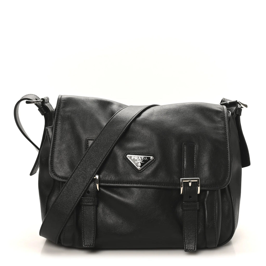 Prada Black Leather Messenger Bag