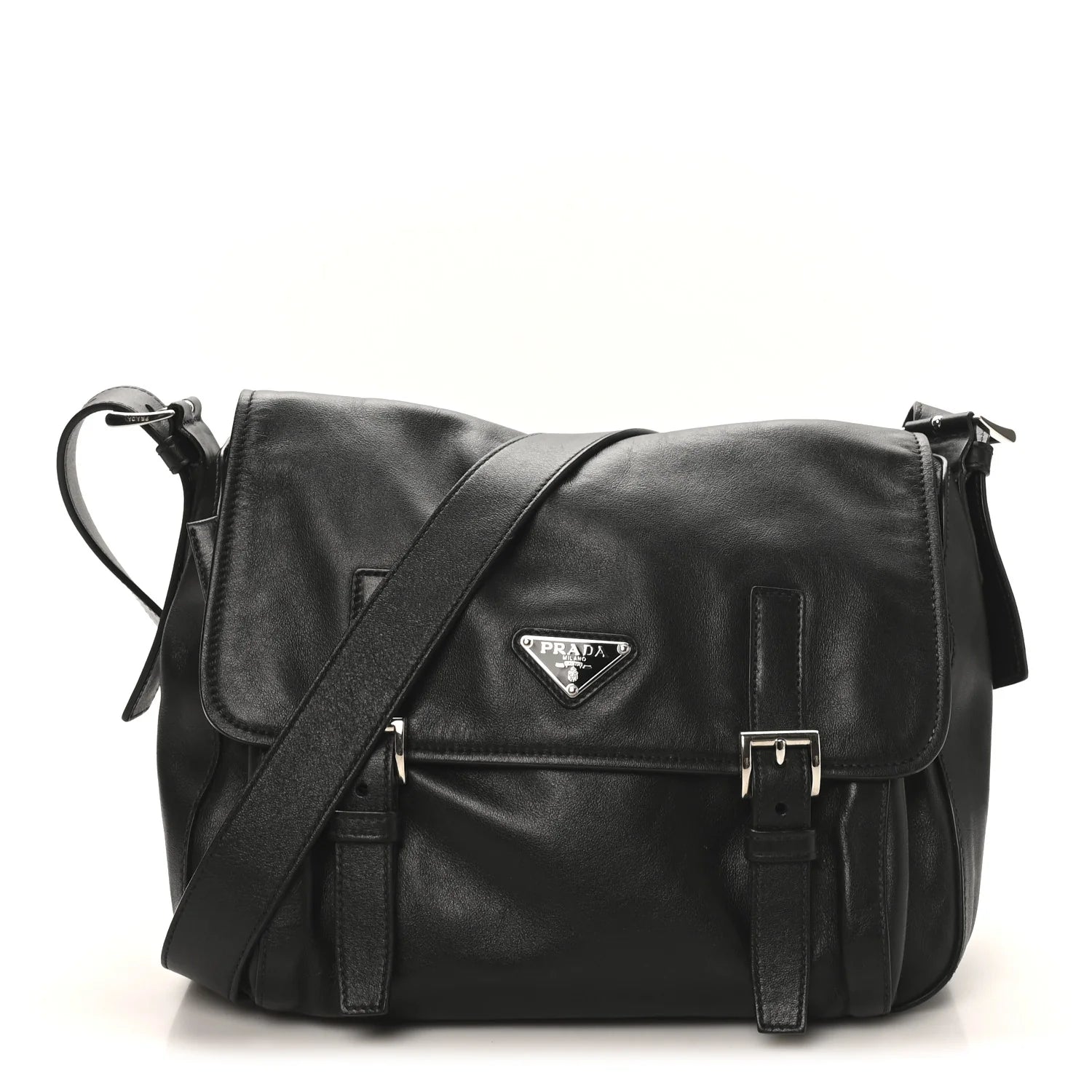 Prada Black Leather Messenger Bag