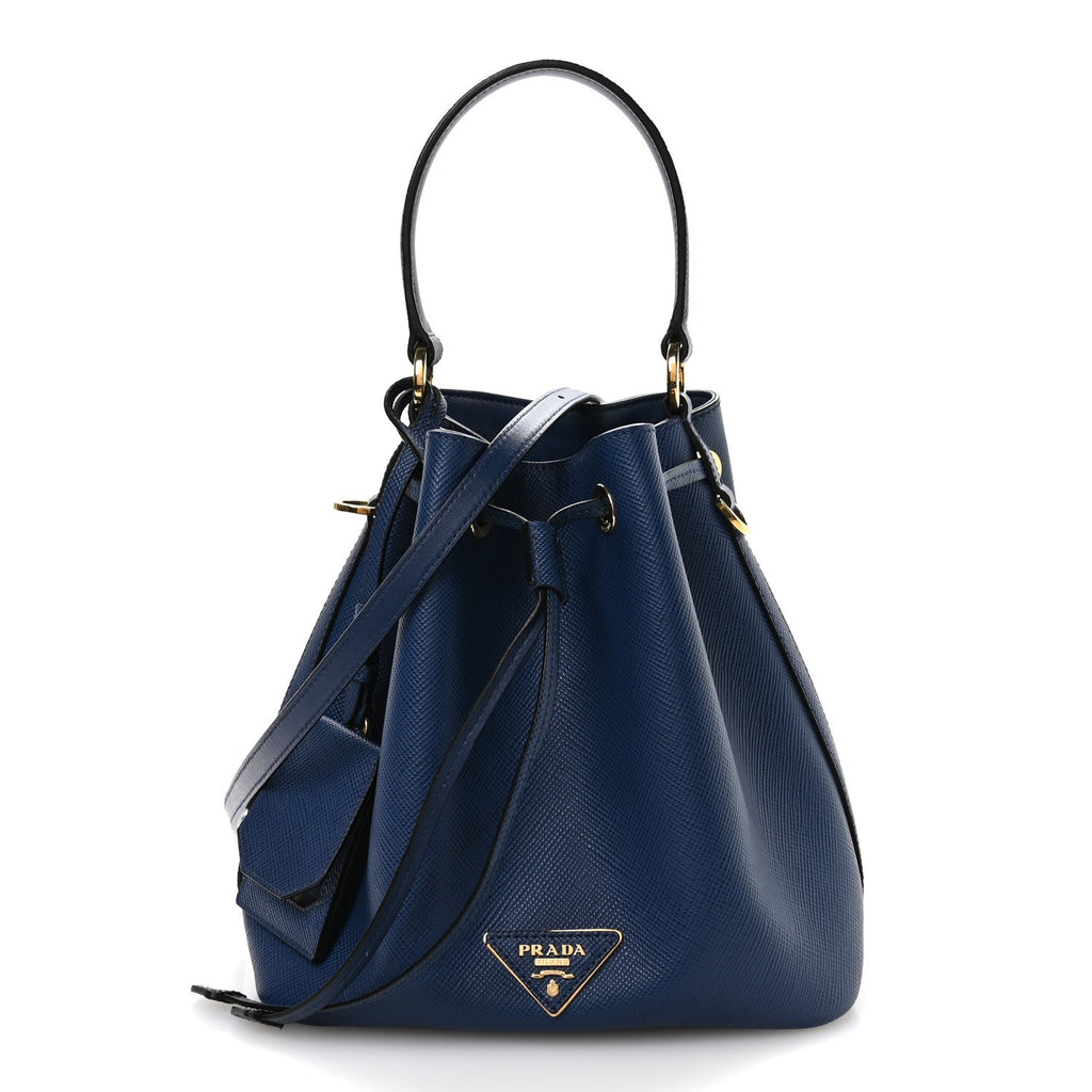 Prada Blue Saffiano Bucket Bag