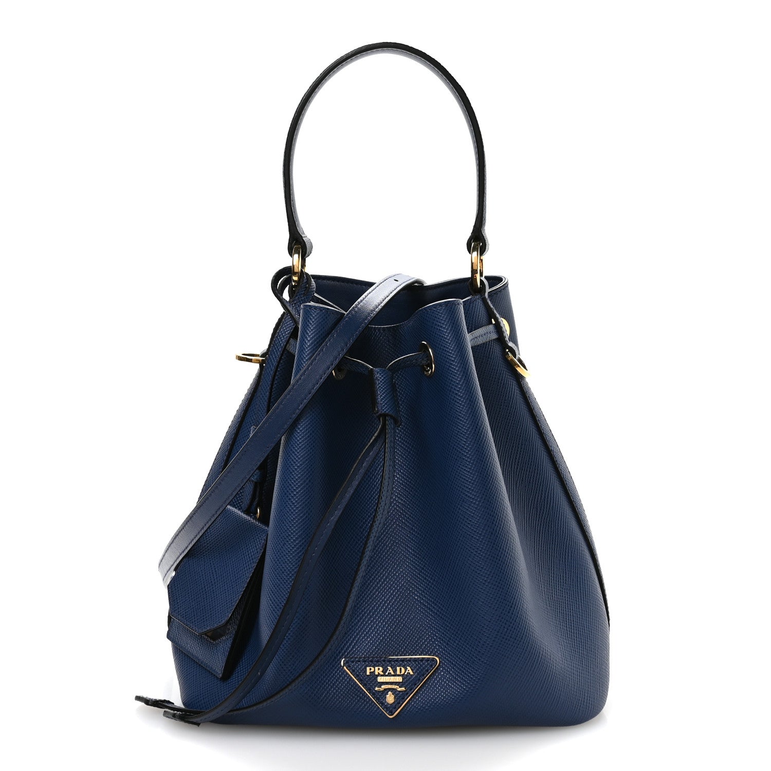 Prada Blue Saffiano Bucket Bag