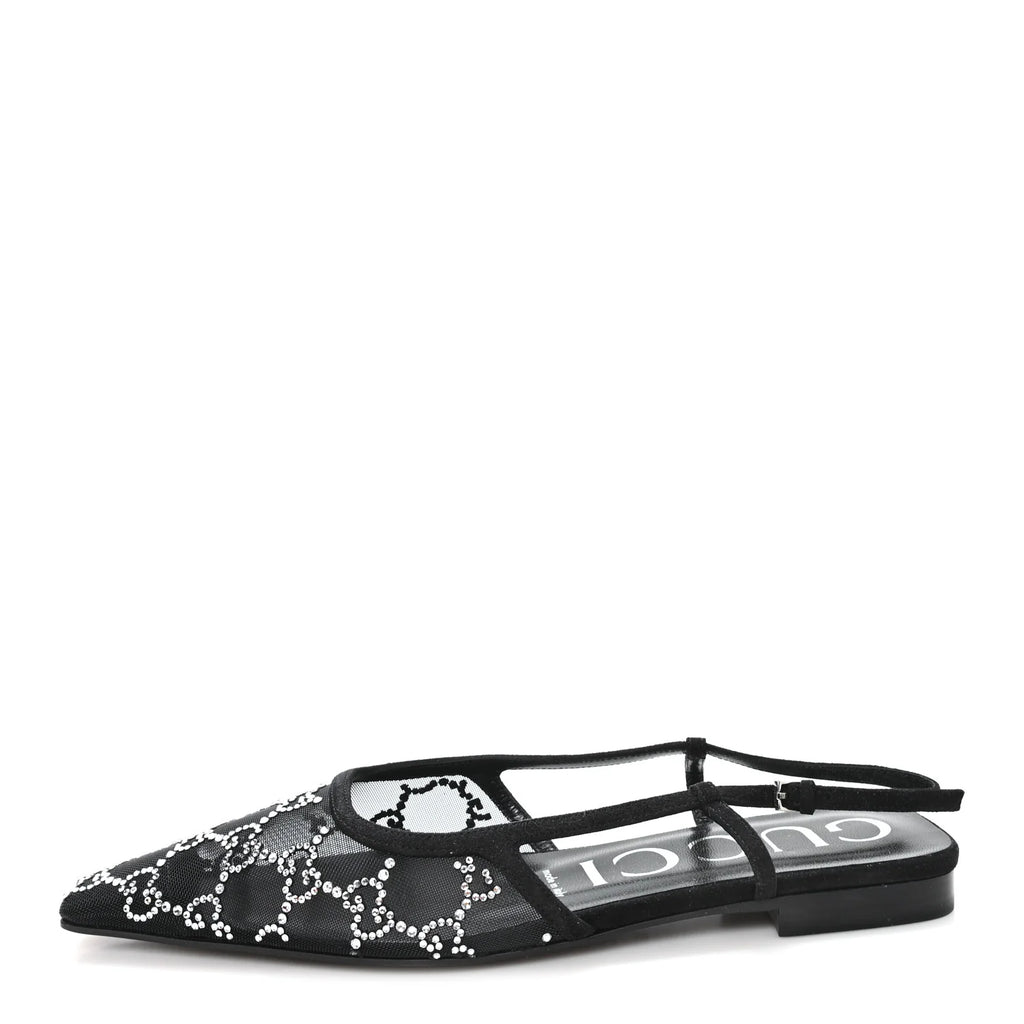Gucci GG Crystal Mesh Slingbacks