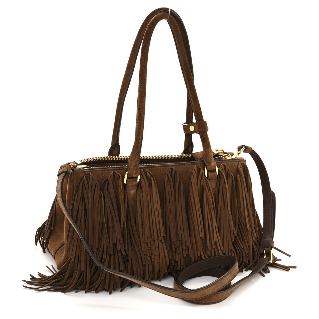 Prada Brown Suede Fringe Tote