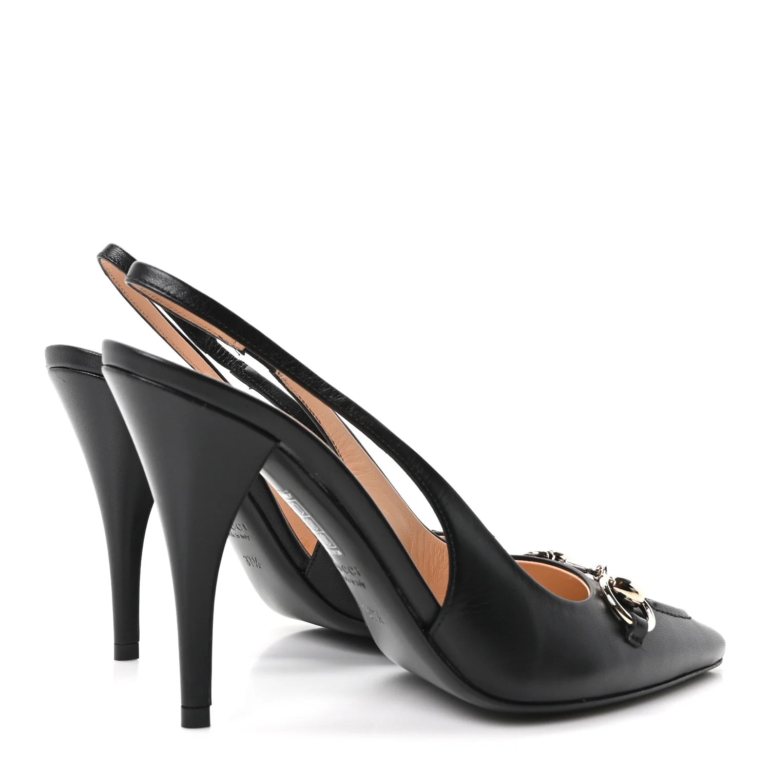 Gucci Black Leather Horsebit Slingbacks