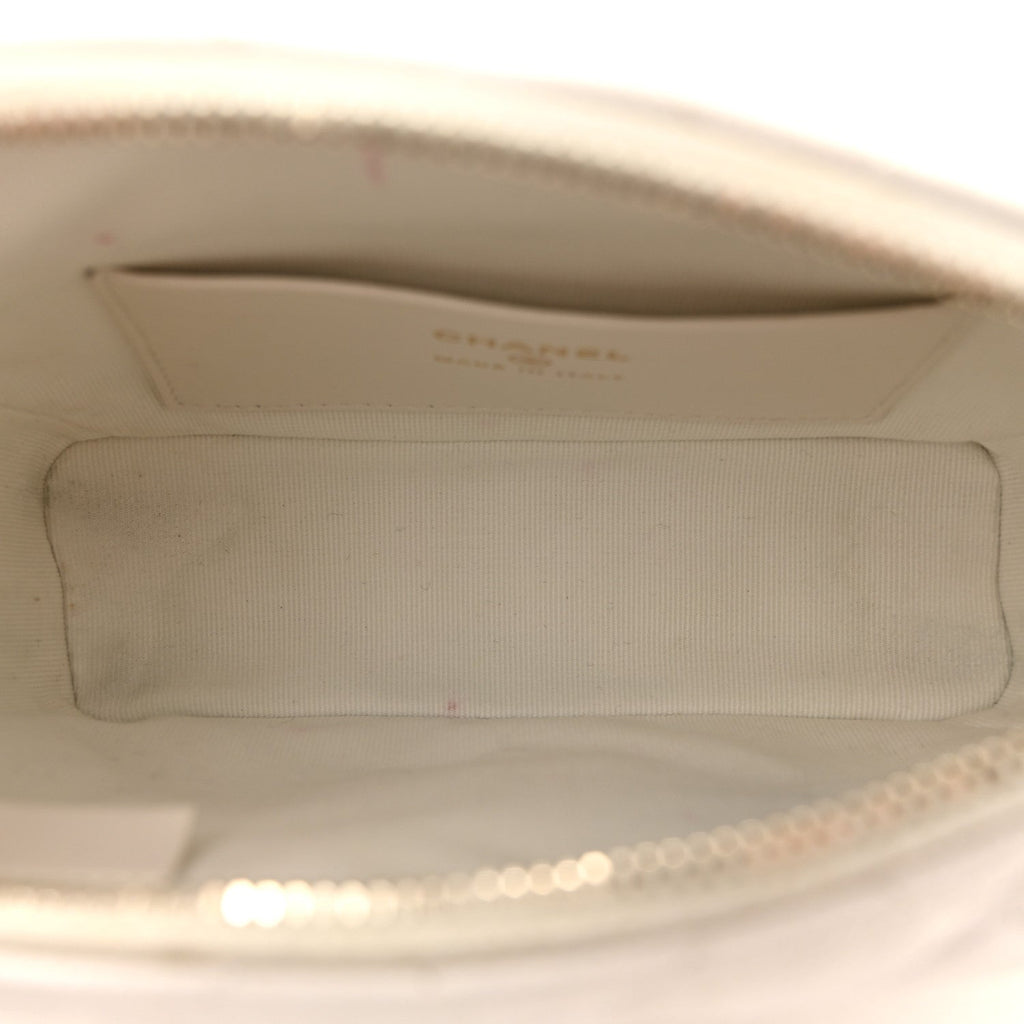 Chanel White Quilted Caviar Hobo