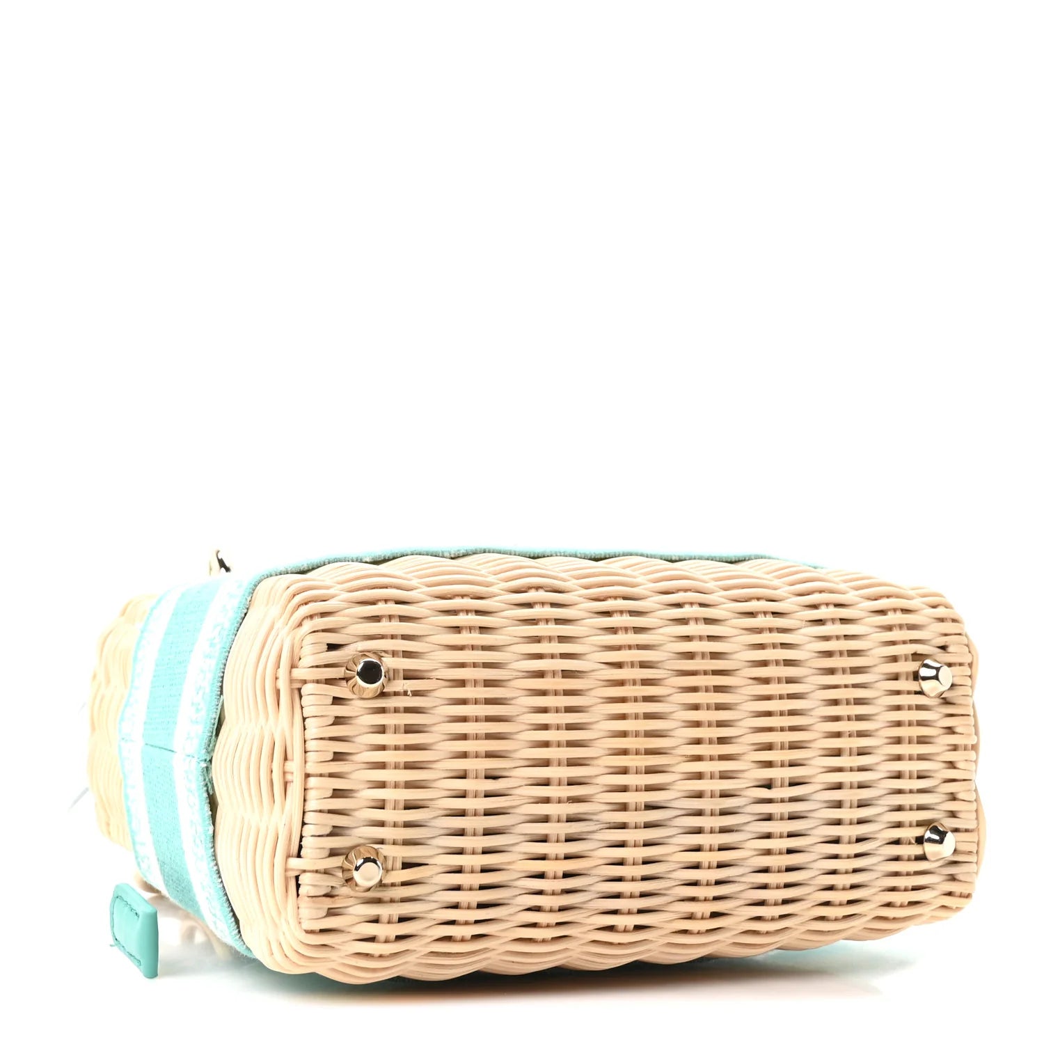 Dior Teal Wicker Basket Bag