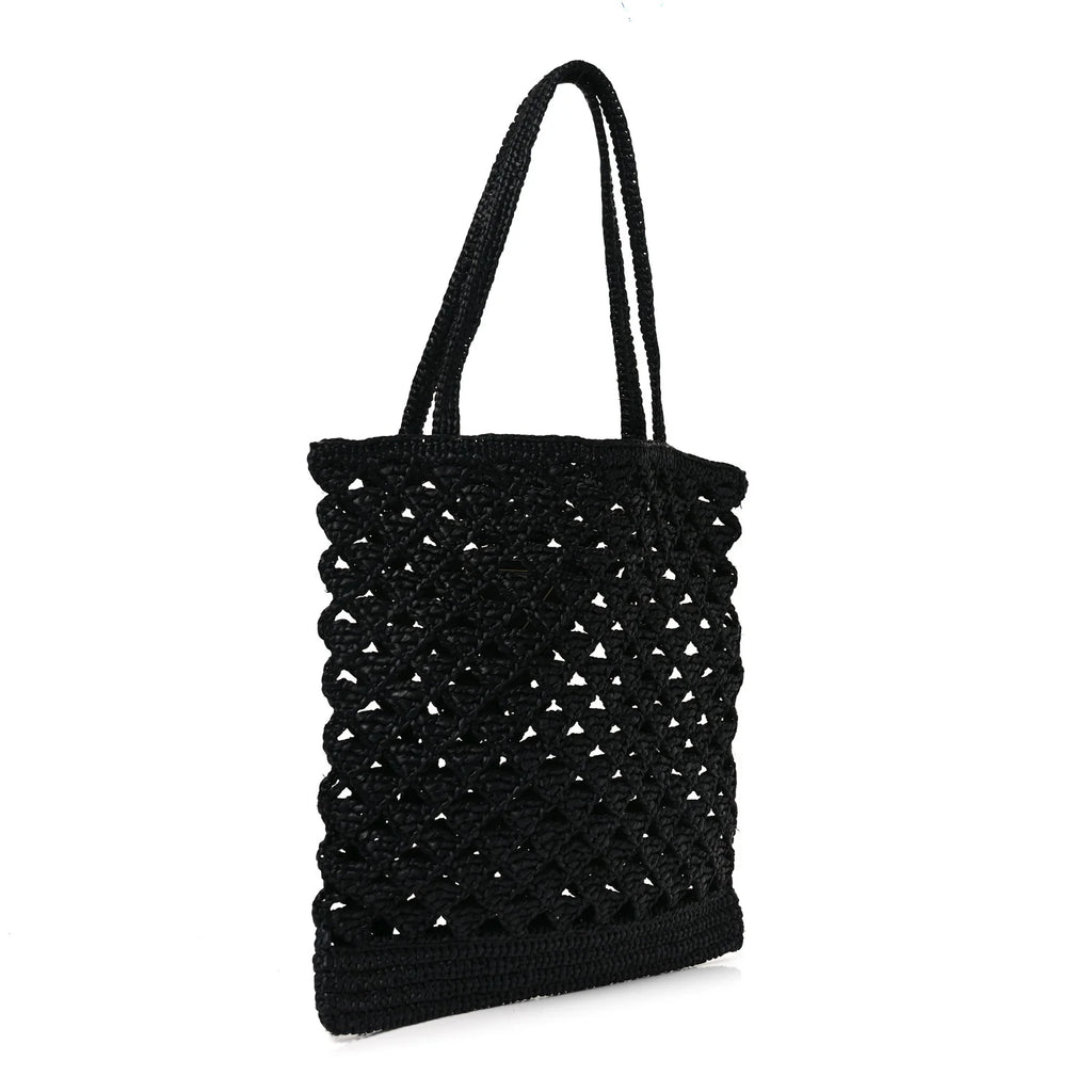Prada Black Raffia Tote Bag