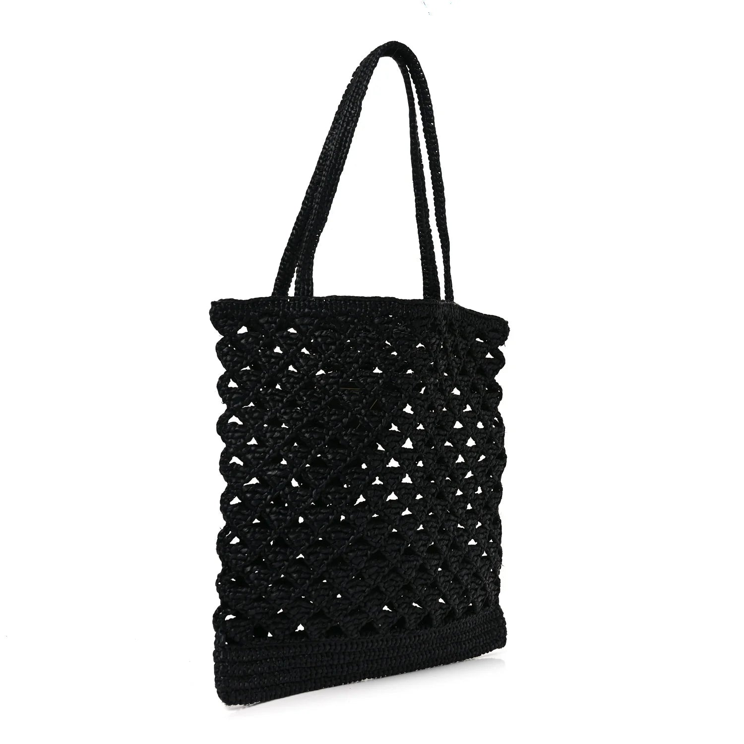 Prada Black Raffia Tote Bag