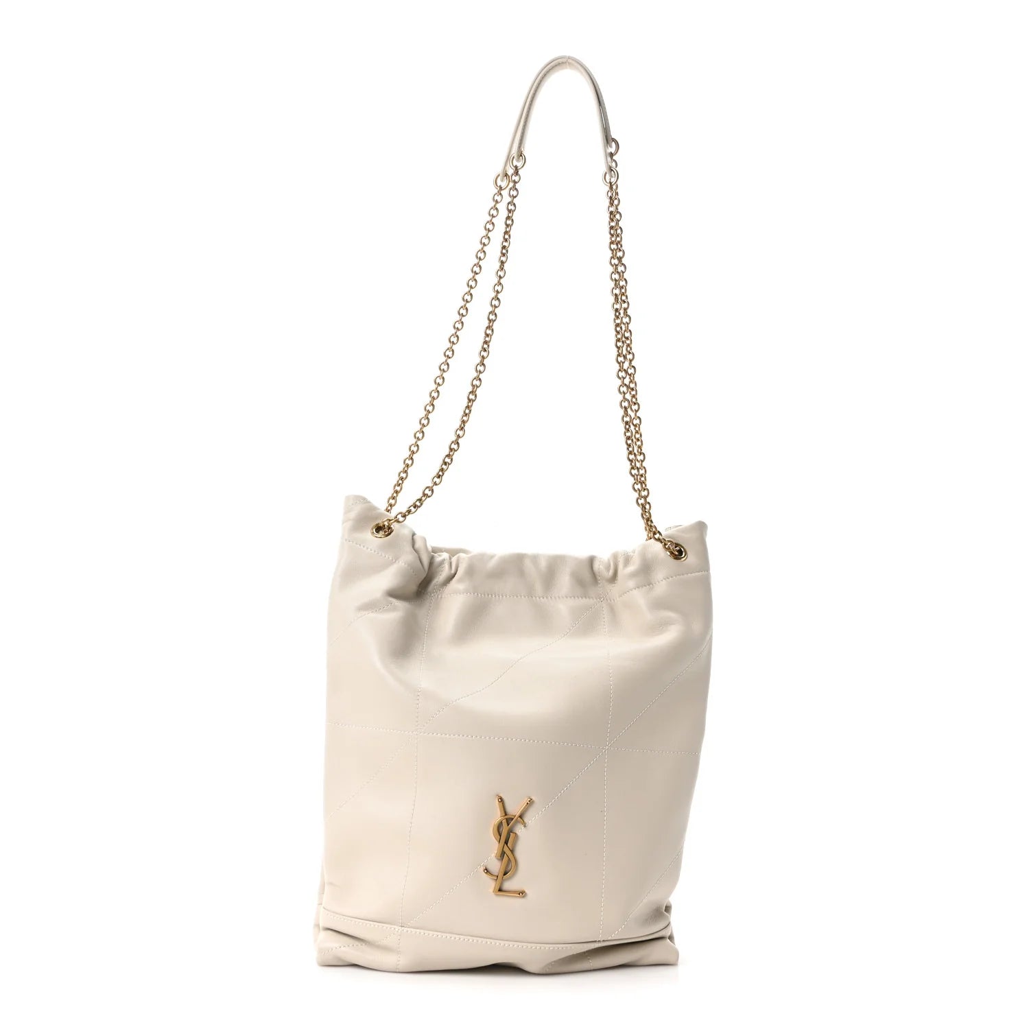 Saint Laurent White Quilted Bucket