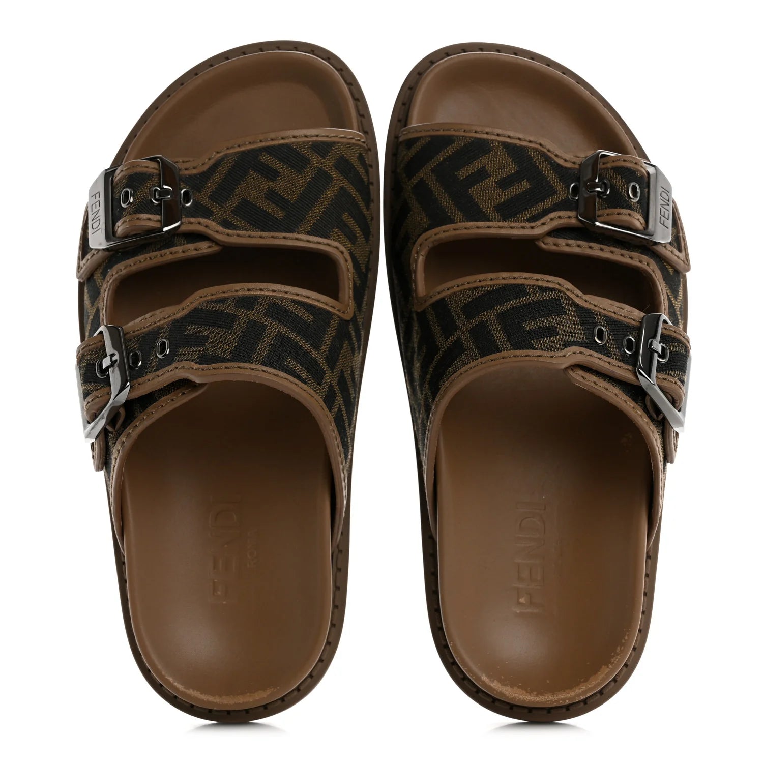 Fendi FF Monogram Buckle Slides