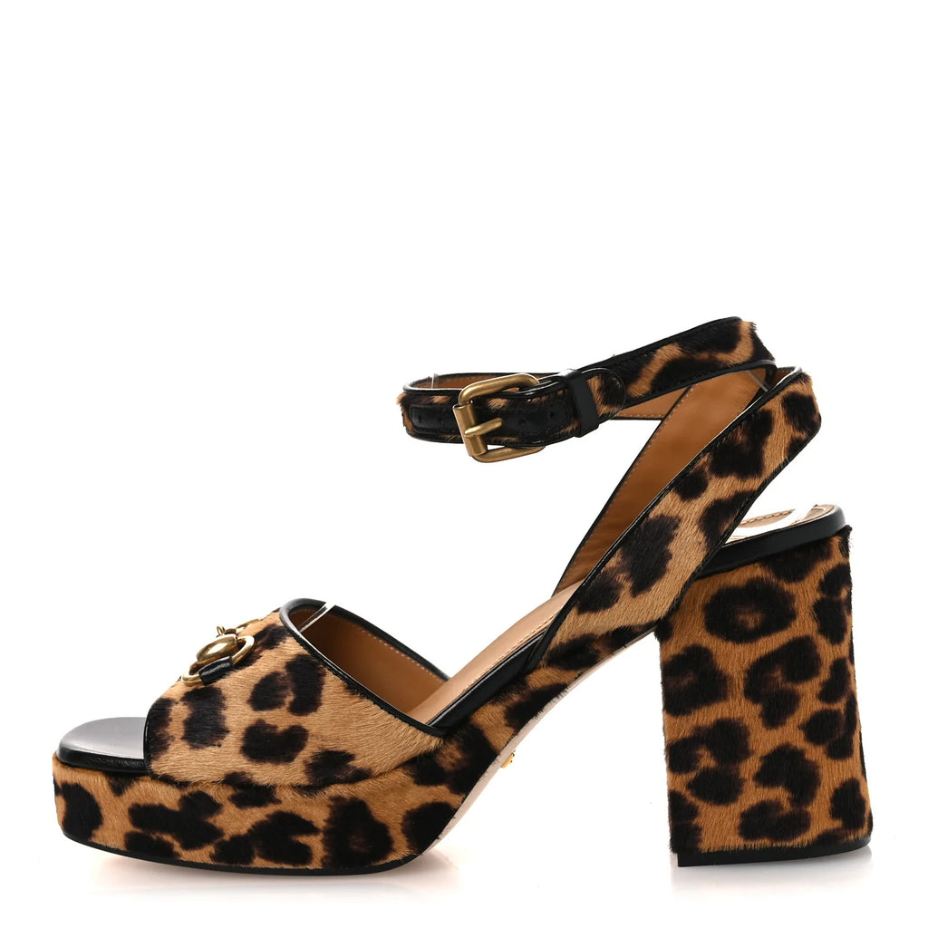 Gucci Leopard Calf Hair Sandals