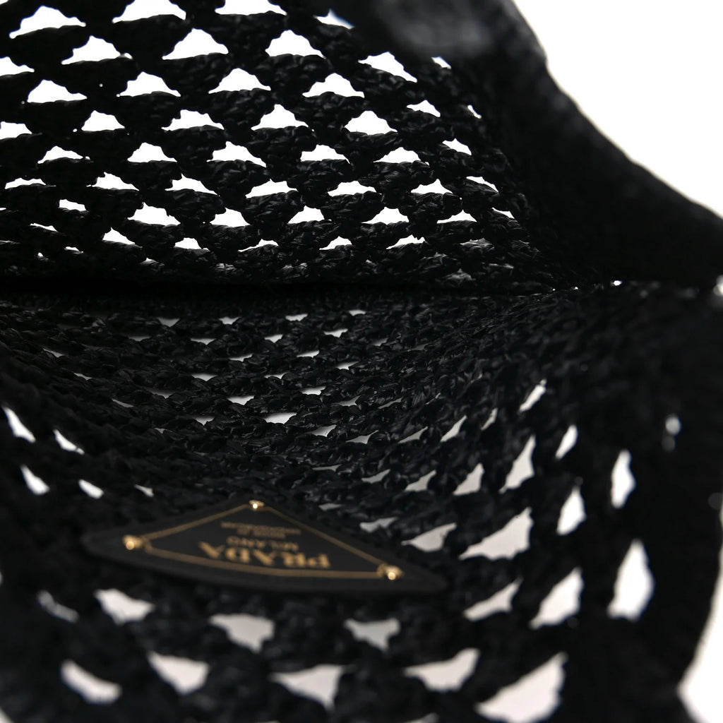 Prada Black Raffia Tote Bag