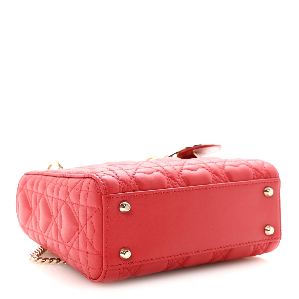 Dior Red Heart Cannage Mini Lady Dior