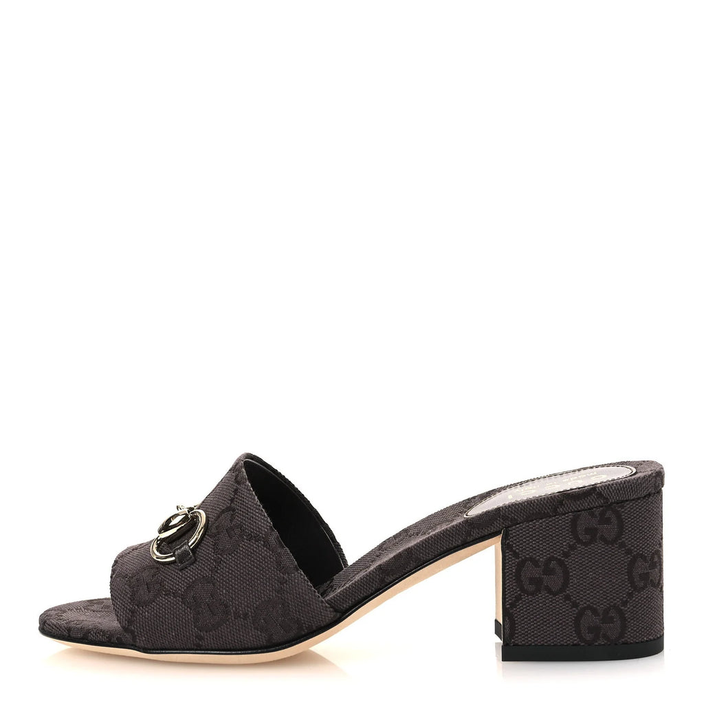 Gucci Grey GG Horsebit Mules