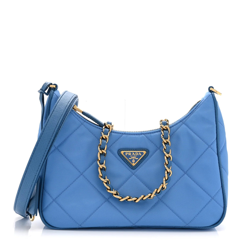 Prada Blue Quilted Nylon Bag
