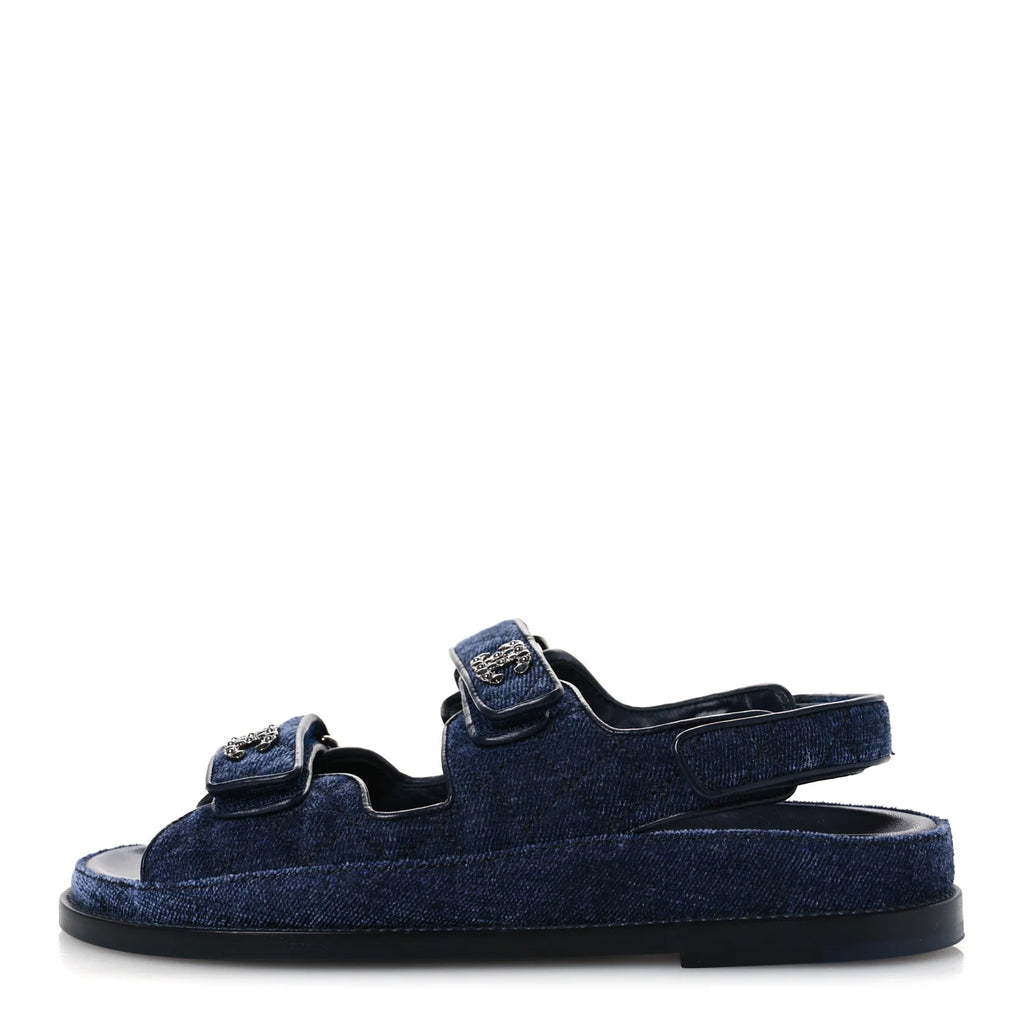 Chanel Dark Blue Denim Sandals