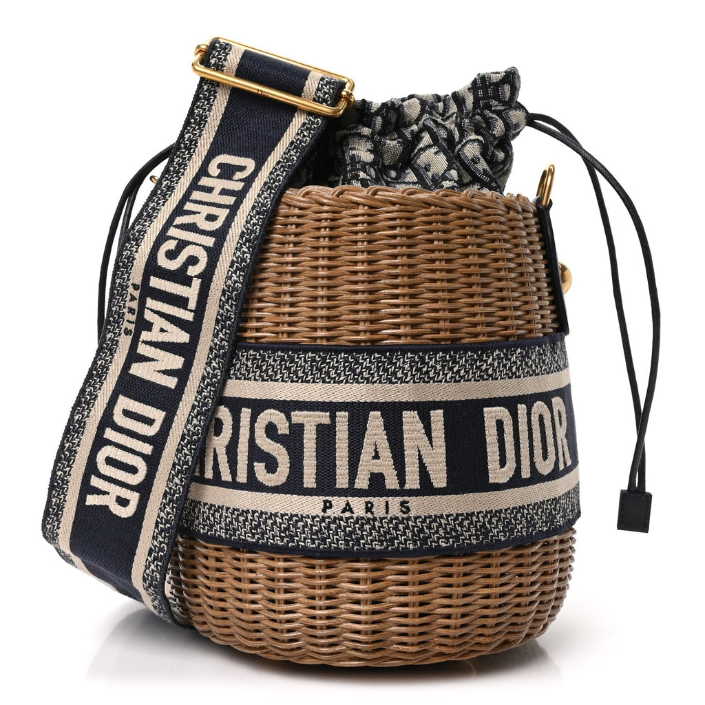 Dior Wicker Logo Bucket Bag