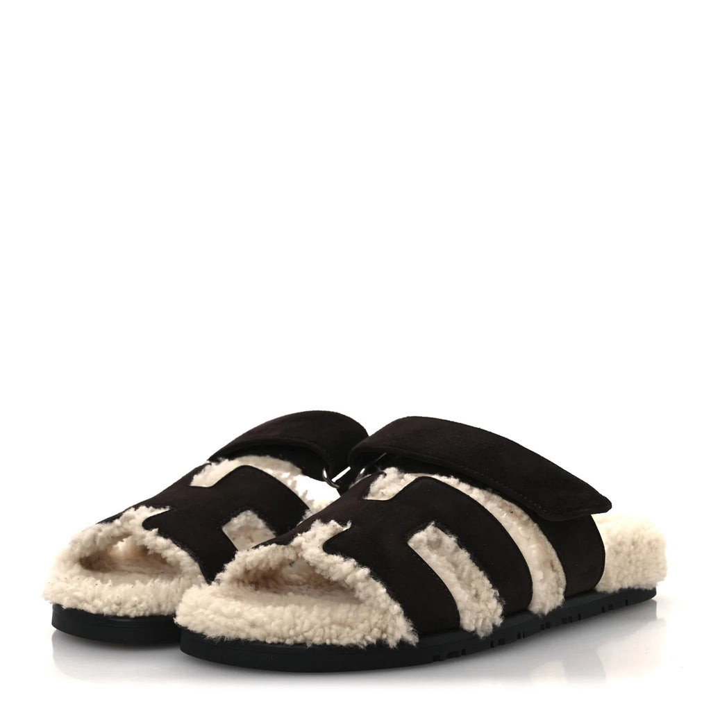 Hermes Black Suede Shearling Chypre