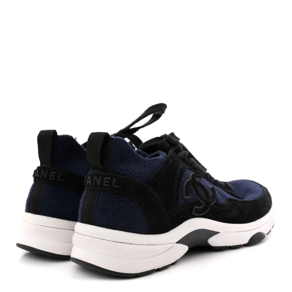 Chanel Navy Black Knit Sneakers