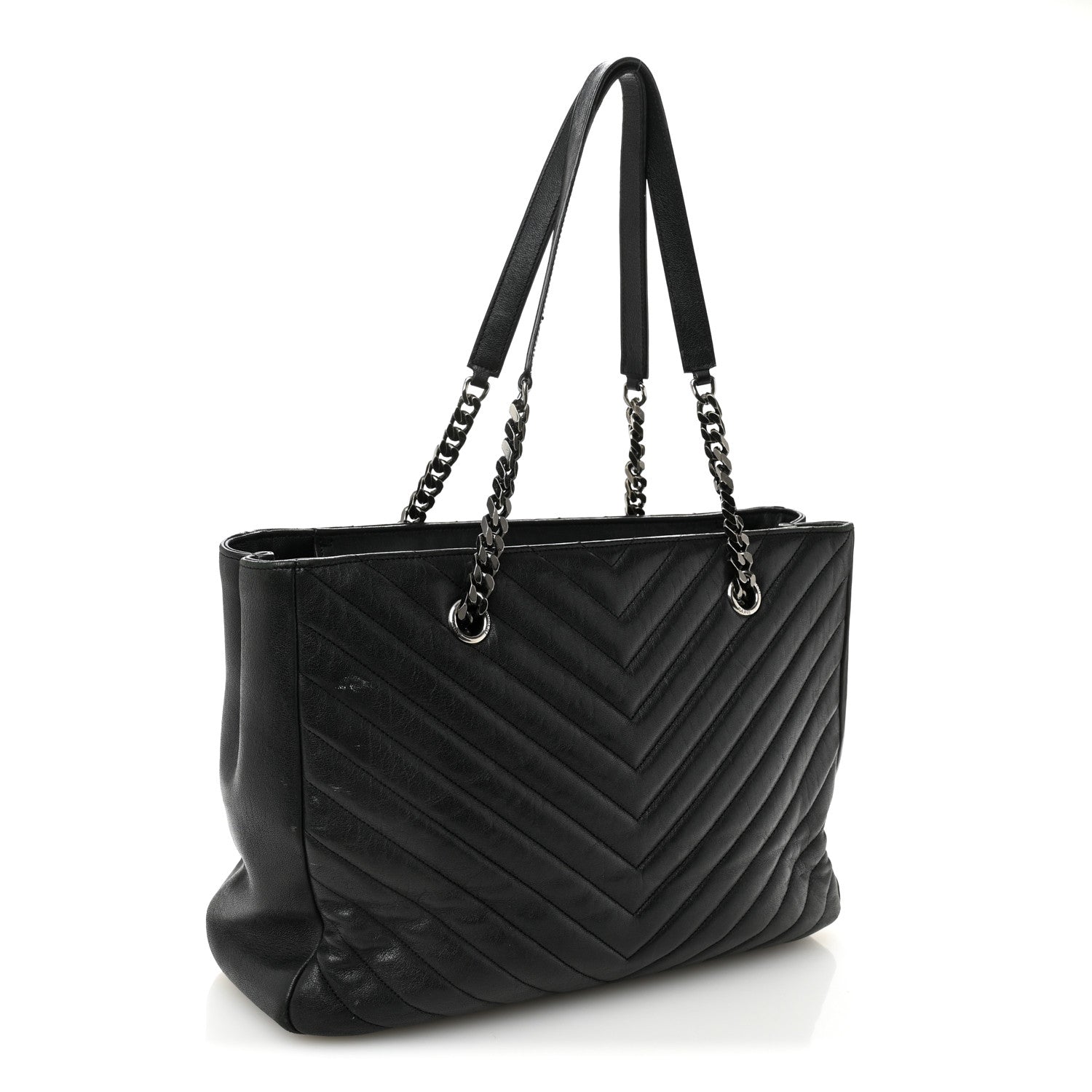 Saint Laurent Black Quilted Tote