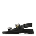 Gucci Black Leather GG Sandals