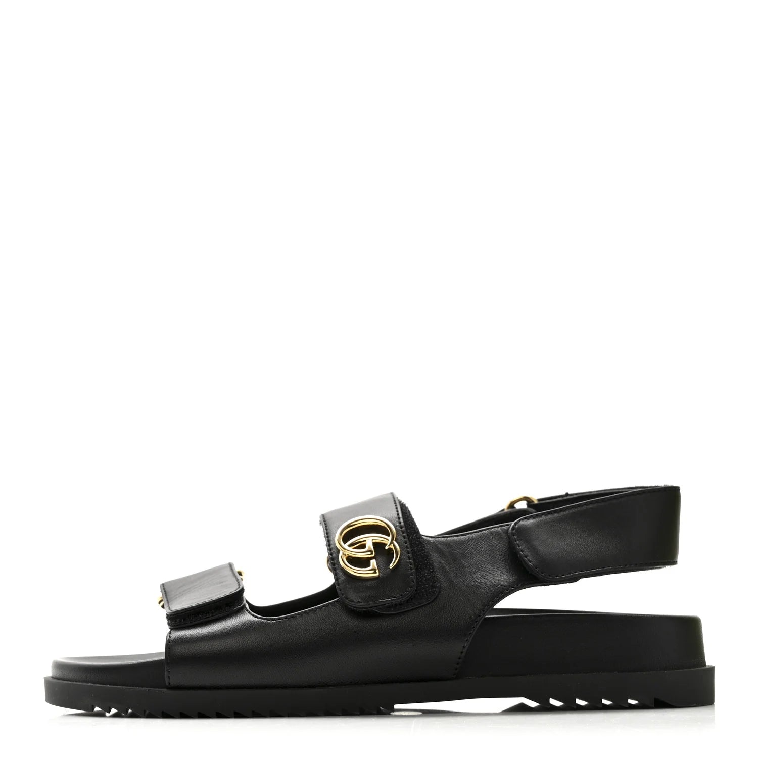 Gucci Black Leather GG Sandals