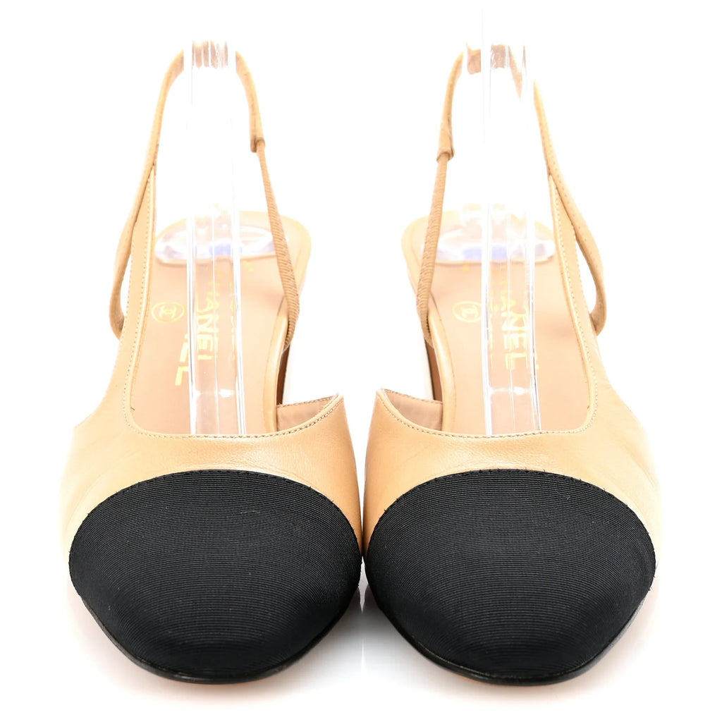 Chanel Two-Tone Slingback Block Pumps