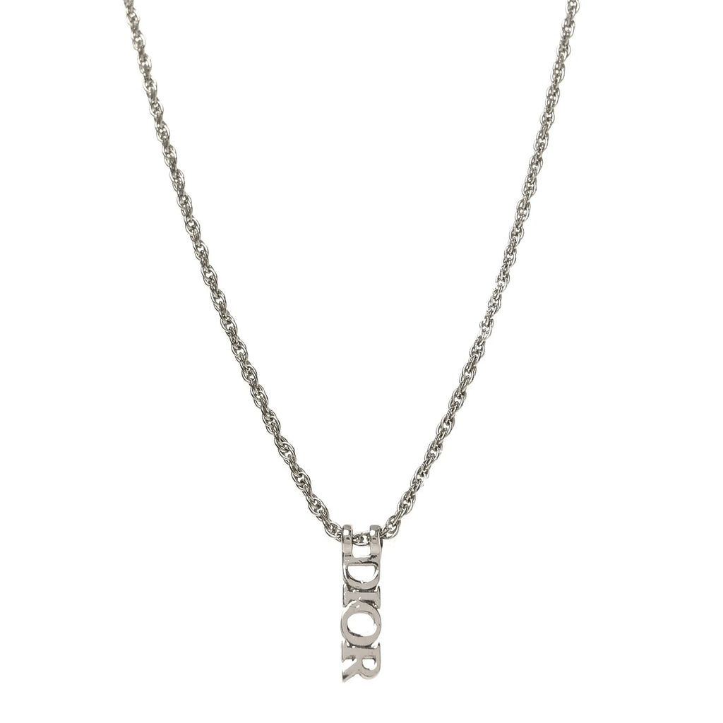 Dior Silver Vertical Logo Necklace