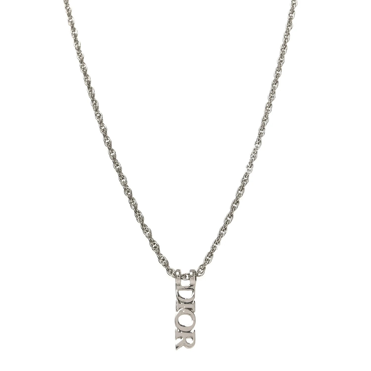 Dior Silver Vertical Logo Necklace