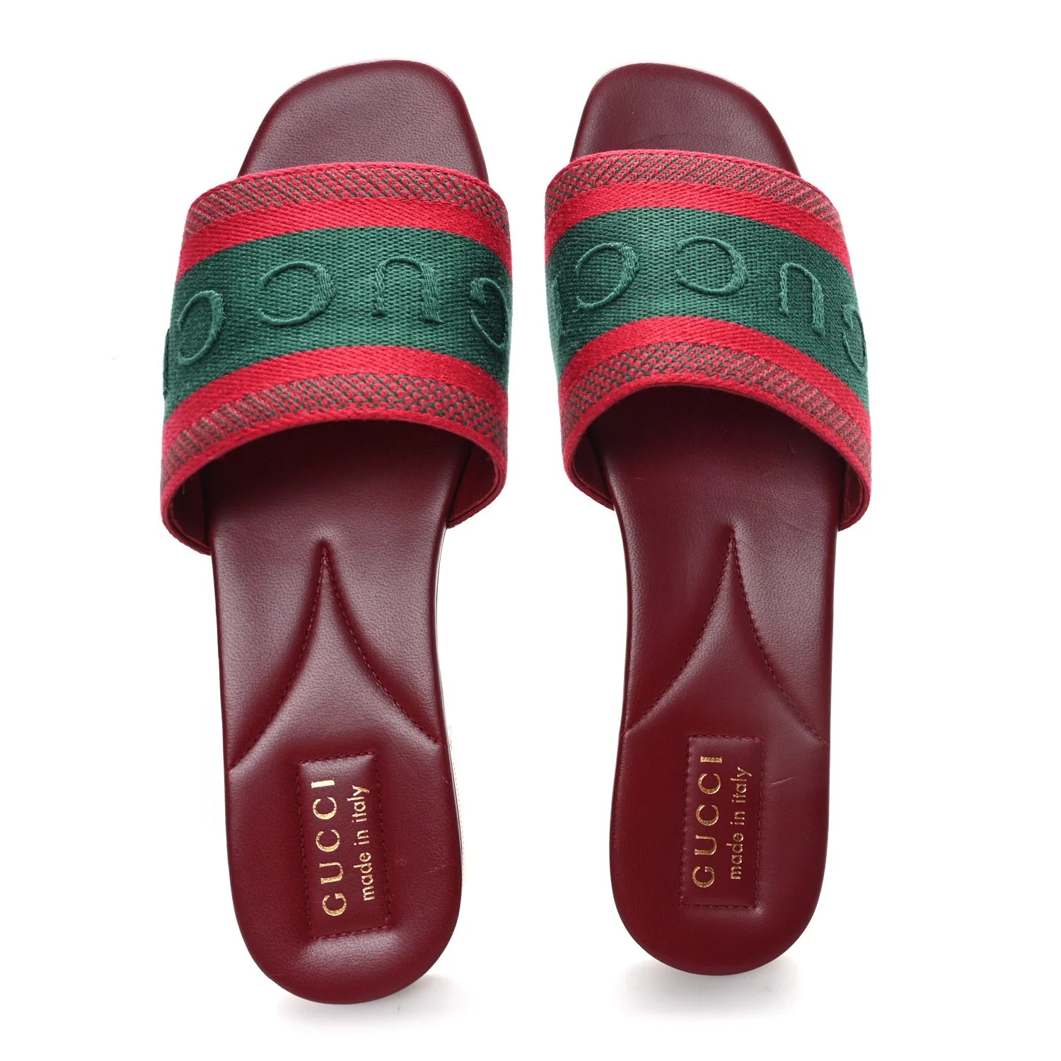Gucci Burgundy Web Stripe Slides