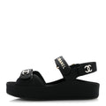 Chanel Black Fabric Crystal Sandals