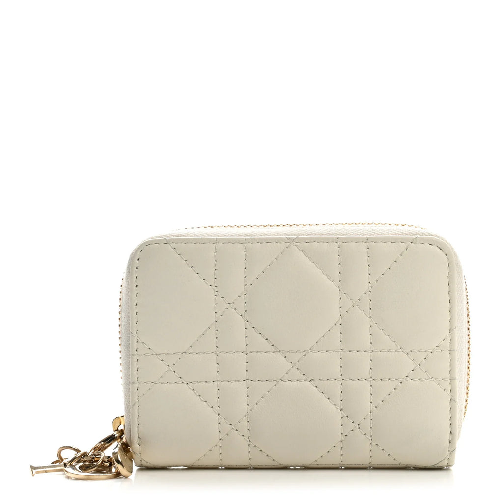 Dior White Cannage Leather Wallet