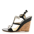 Chanel Black Floral Cork Wedge