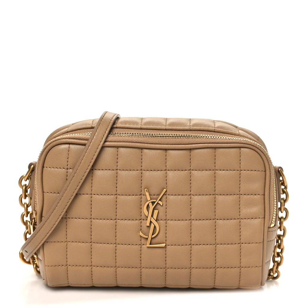 Saint Laurent Beige Quilted Camera Bag