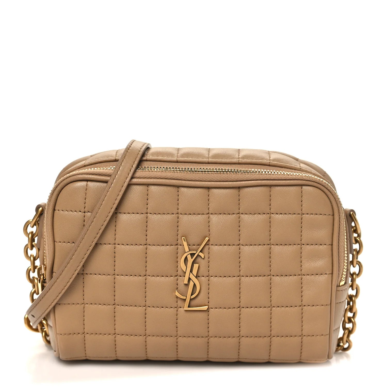 Saint Laurent Beige Quilted Camera Bag