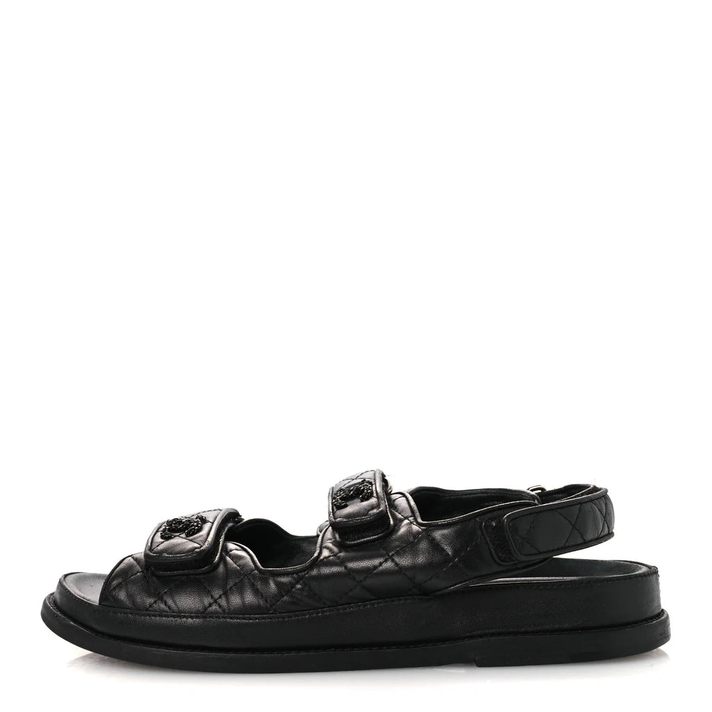 Chanel Black Quilted Leather Sandals
