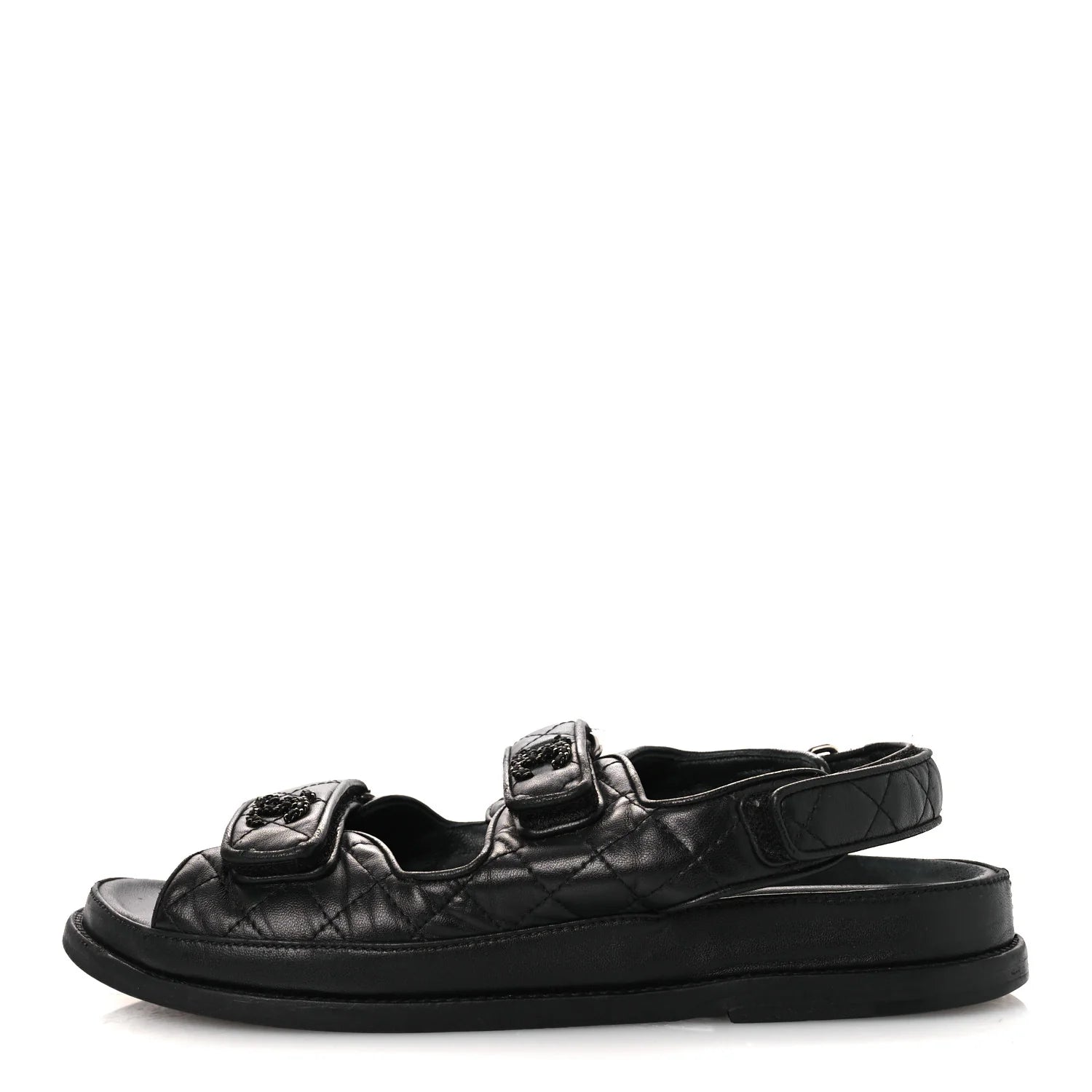 Chanel Black Quilted Leather Sandals