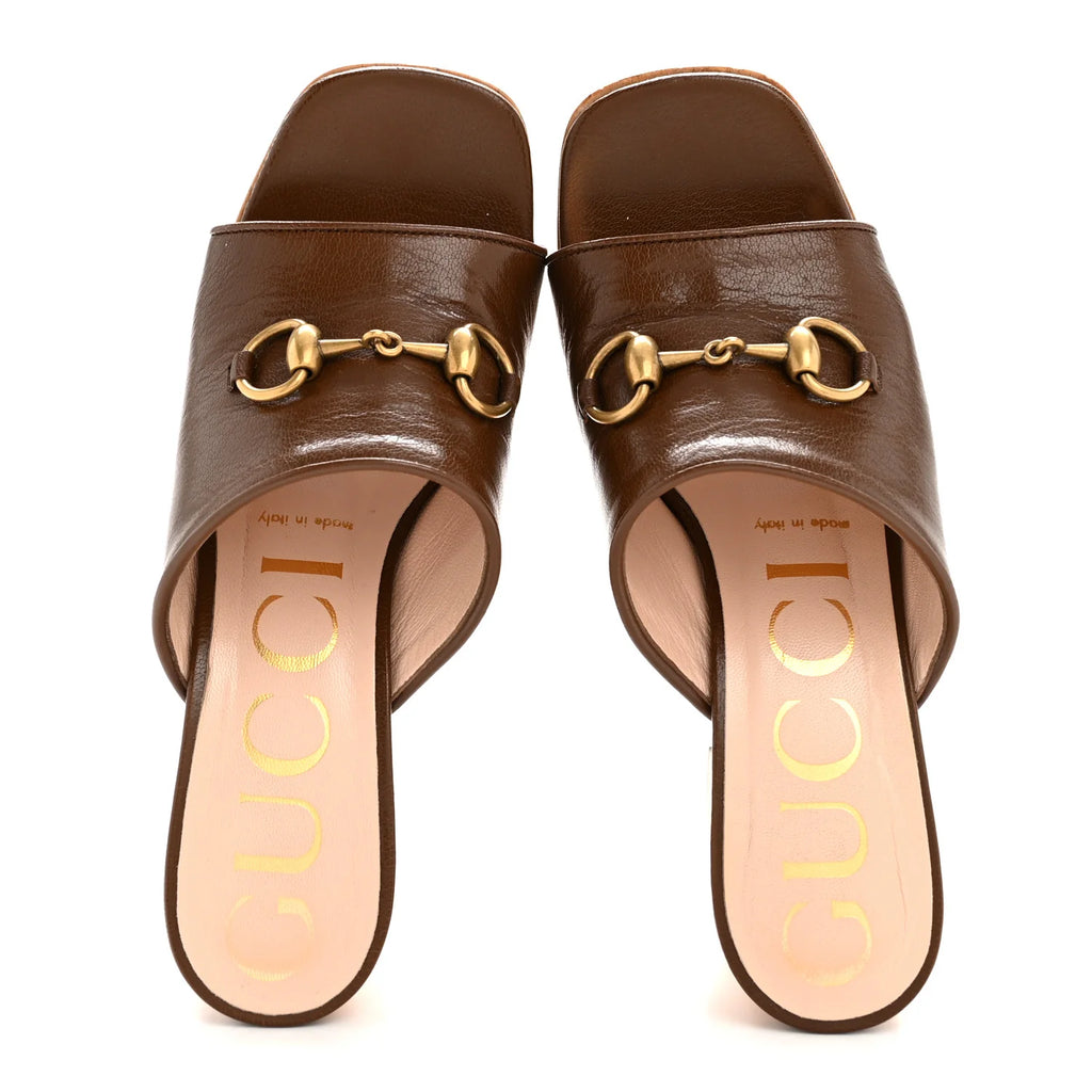 Gucci Brown Leather Horsebit Mules