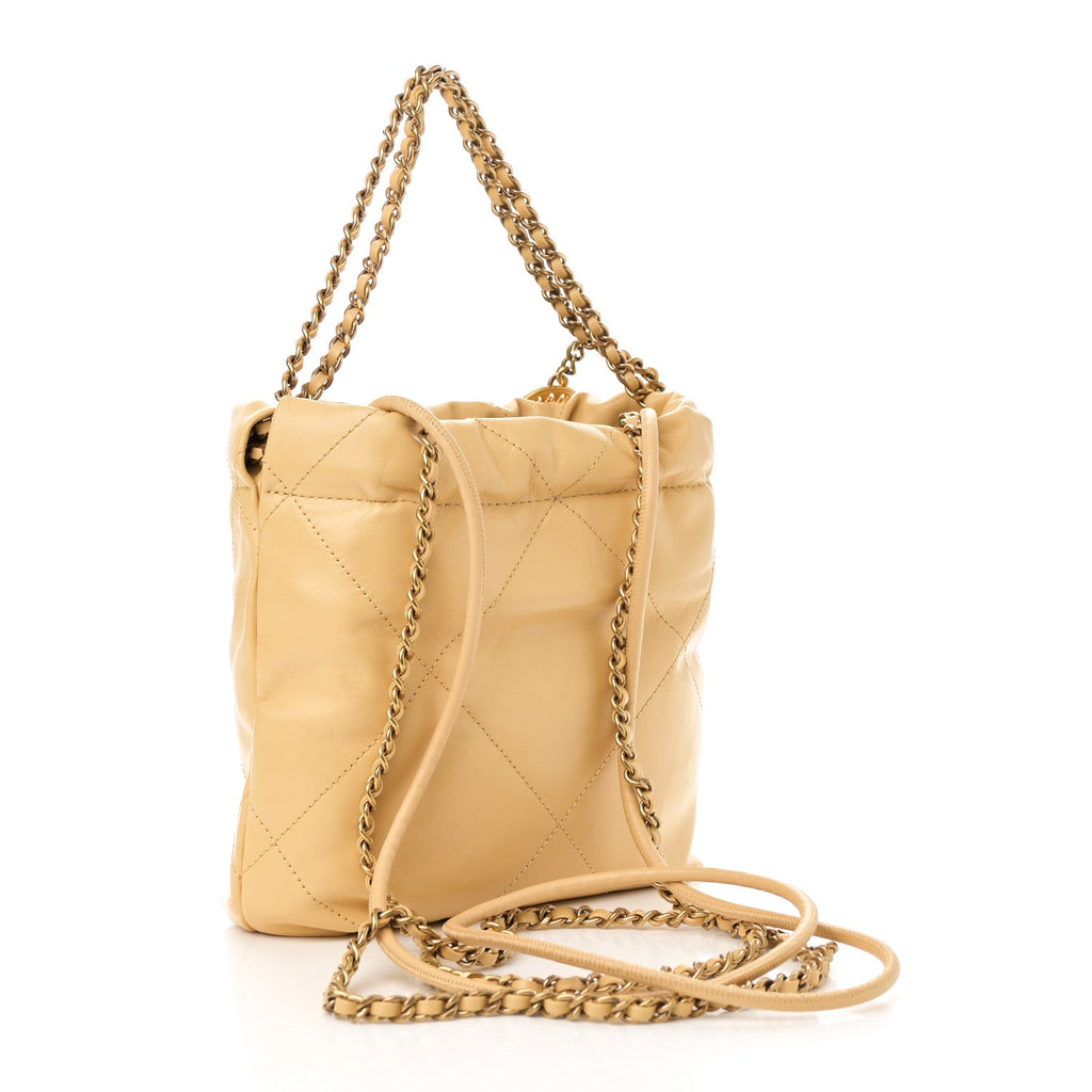 Chanel Beige Quilted Bucket Bag