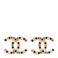 Chanel Gold Multicolored Crystal CC Earrings